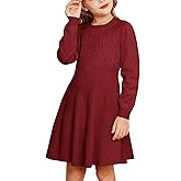 GRACE KARIN Girl Dress Long Sleeve Sweater Ruffle Button Front Knit Casual Fall Winter Dresses for Girls 5-12