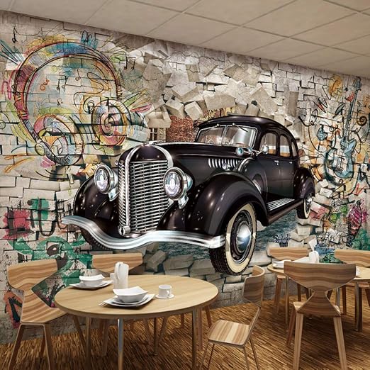 Amazhen Vintage Wallpaper Custom 3d Classic Cars Broken Wall Mural Cafe Kid S Room Living Room Backdrop Wall Covering 3 D 352cm 250cm Amazon Ca Home Kitchen