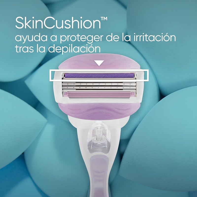 Aparador de remoção de pêlos feminino gillette venus comfortglide breeze + 2 lâminas de reposição, 3 recargas venus para remoção de pêlos suave, rente e duradoura (a embalagem pode variar)