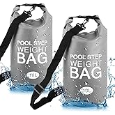 Lanathel 2 Pack Pool Step Weights, 500D PVC Waterproof Heavy Duty Pool Ladder Sand Bags for Weight with Nylon Handle, 10L Universal Pool Step Weights/Pool Ladder Weights for Above Ground Pools (Gray)