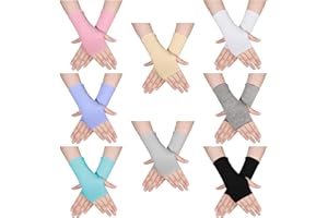 8 Pairs Women Sunblock Fingerless Gloves Summer UV Protection Driving Glove Non Slip for Outdoor Activities