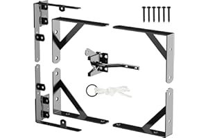 Delifox Fence Gate Kit Heavy Duty Gate Frame Kit Gate Corner Brace Bracket No Sag Gate Hardware Kit with a Self-Locking Gate Latch