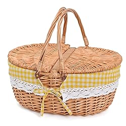 Large 15.4" Wicker Picnic Basket with Removable