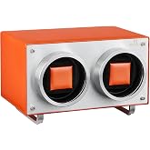MOZSLY Double Watch Winder for Automatic Watches with Quiet Motor 12 Rotation Mode Setting AC Adapter or Battery Powered PU Leather