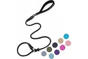 MOTAITY Slip Lead Dog Leash，Strong Nylon Rope Leash and Padded Handle,No Pull Outdoor Walking Training Lead for Small Medium Large Dogs(Black, 1/2"×4ft)