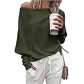 Zenlonr Women's Fall Sweaters 2026 Casual Long Batwing Sleeve Loose Off Shoulder Knit Pullovers Jumper Tops