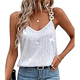Womens Sequin Top V Neck Strappy Sparkle Camisole Glitter Sleeveless Tanks Tops