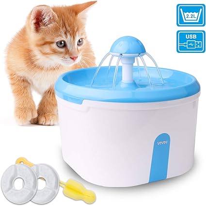 Wowgo Fontaine à Eau Pour Chat 22l Fontaine Deau Fraîche Pour Animaux Automatic Avec Pompe Silencieuse Filtre à Charbon Câble Usb Anti Piqûre Et