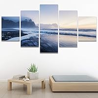 SIGNWIN 5 Panel Canvas Wall Art Aerial Beach Beach Coastal Cool Minimalism Multicolor Photography Relax/Calm for Home Decorations Ready to Hang - 60