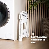 LIVIVO Folding Step Stool White Two Tier Anti Slip 150kg Carry Handle view 4