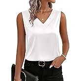 Zeagoo Women's Silk Satin Tank Tops V Neck Casual Camisoles Sleeveless Business Work Blouses Dressy Summer Shirts