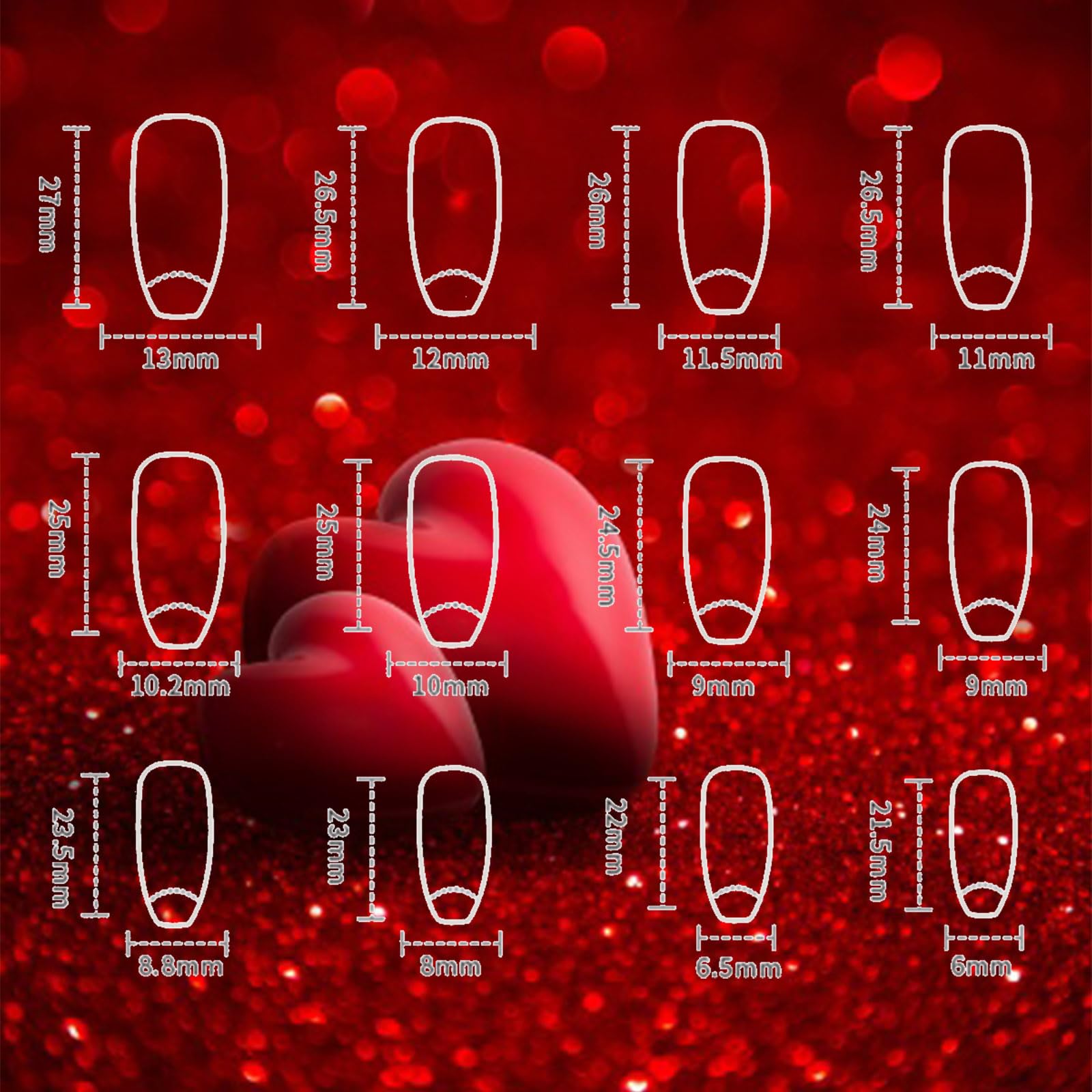 Brown Rose Press on Nails Medium Coffin Valentines Acrylic Fake Nails 24Pcs Glossy White Flower False Nails Leaves Stick on Nails Valentine's Day Gift Gel Glue on Nails for Women Girls - Image 6