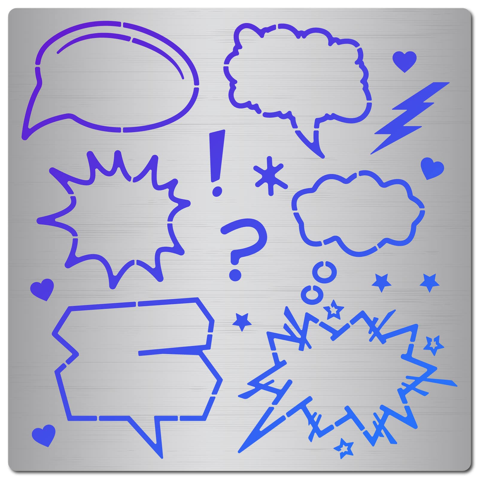 GORGECRAFT Comic Stencil Reusable Journal Stainless Steel Punctuation Stencils Comical Dialog Box Template for Drawing Writing Scrap Booking Bullet Journaling Canvas Furniture Pyrography Engraving