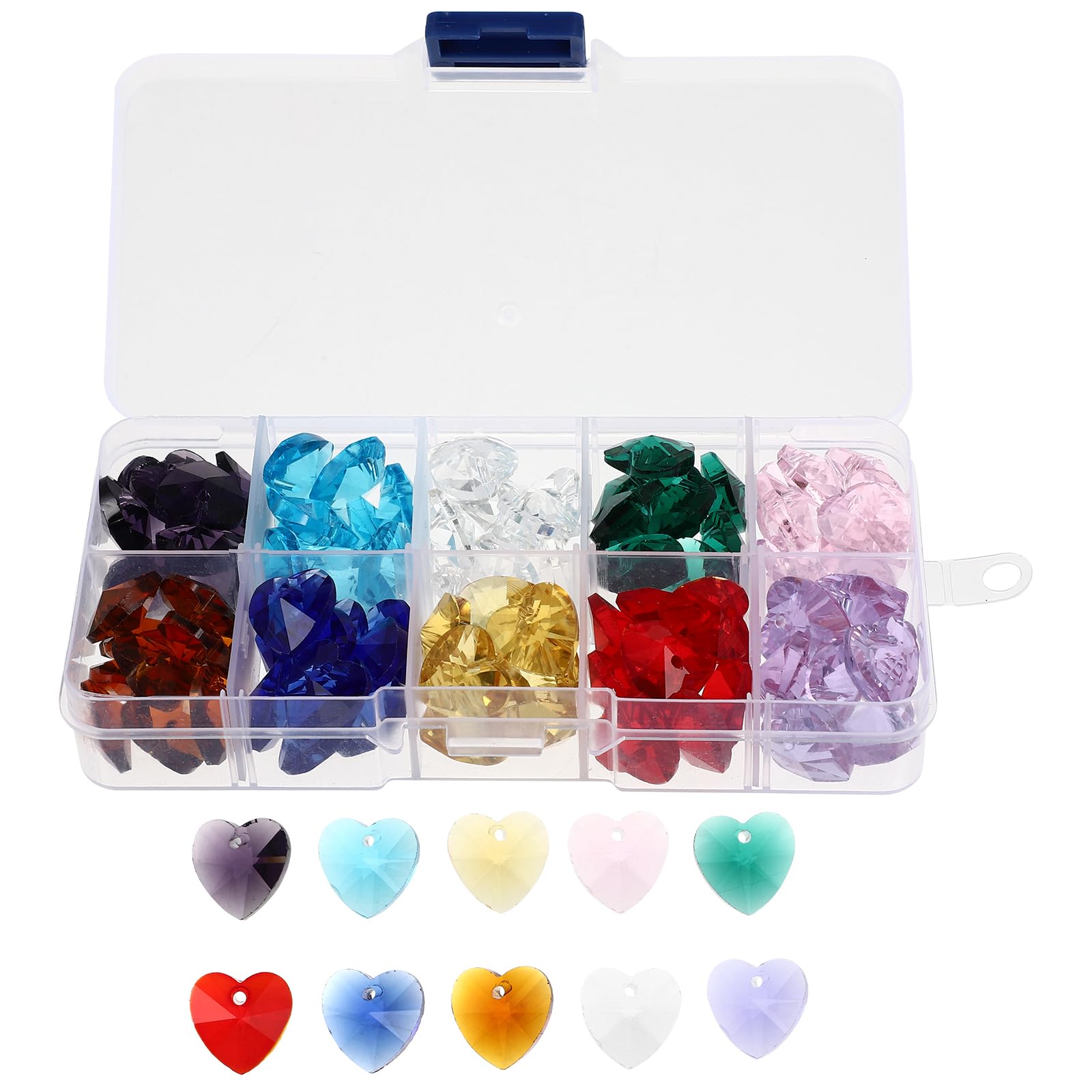 FOMIYES 1 Box Pendants Charms Crystal Heart Shaped Beads 14mm Glass Spacer Beads for Jewelry Making
