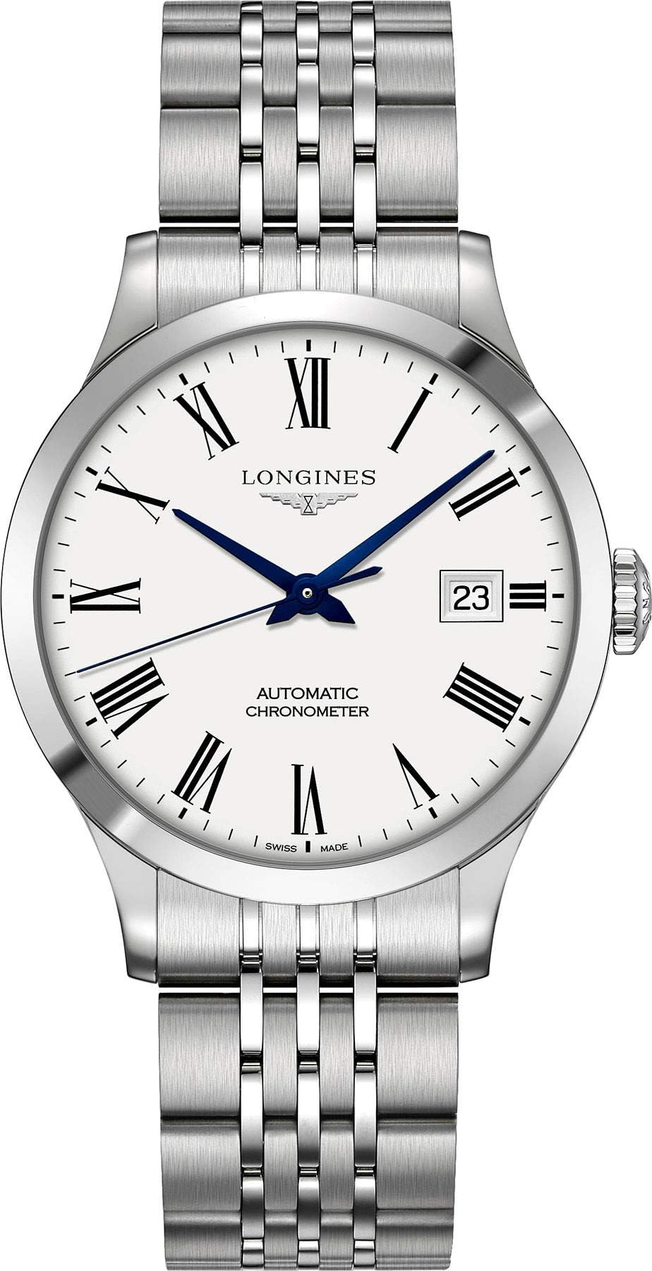 LonginesRecord White Dial with Roman Numeral Markers Steel Men's Watch L2.820.4.11.6