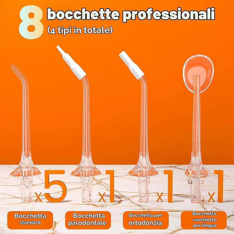Idropulsore Dentale Portatile Irrigatore Orale Pulizia Denti con 4 Modalità