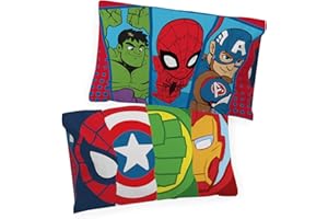 Jay Franco Marvel Super Hero Adventures Double Team 2 Pack Pillowcase - Double-Sided Kids Super Soft Bedding Features Captain America, Hulk, Iron Man, & Spiderman