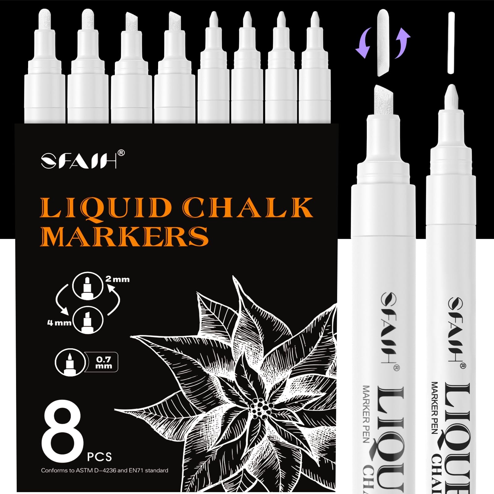 Photo 1 of * stock photo for reference *
* package only comes with six *
SFAIH 6 White Chalk Markers for Blackboard - [1s Wet Wipe] No Residue, Liquid Chalk Markers for Blackboard, Menu, Bistro, Signs, Windows, Glass, Food Labels, 6mm & 1mm Tip, Dust-Free, Non Toxic