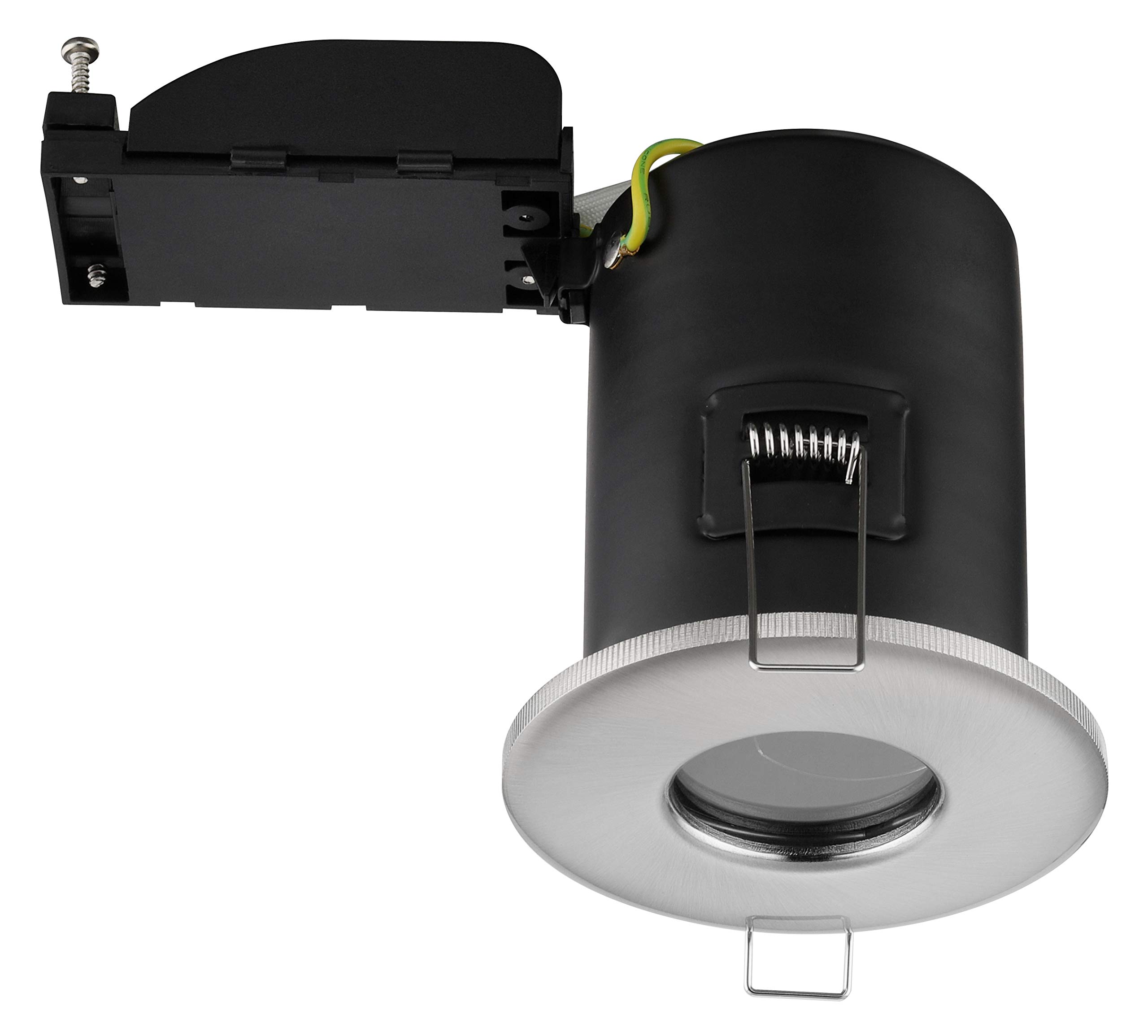 Luceco IP65 Fixed Fire Rated GU10 Downlight, Brushed Steel — image 1