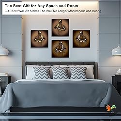 4 Piece Set Bedroom Wall Decor Love Heart Gray 3D