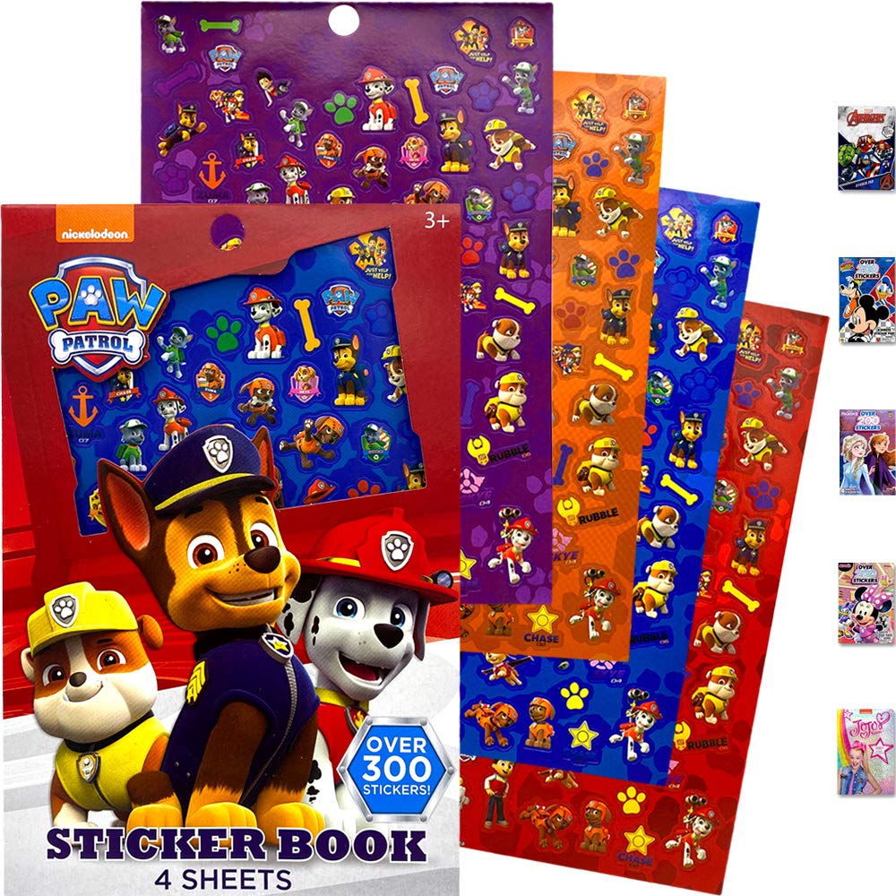 Paw Patrol Sticker Book Over 300+ - Perfect for Gifts, Party Favor, Goodies, Reward, Scrapbooking, Stocking Stuffer, Children Craft, Classroom, School for Kids Girls, Boys, Toddlers