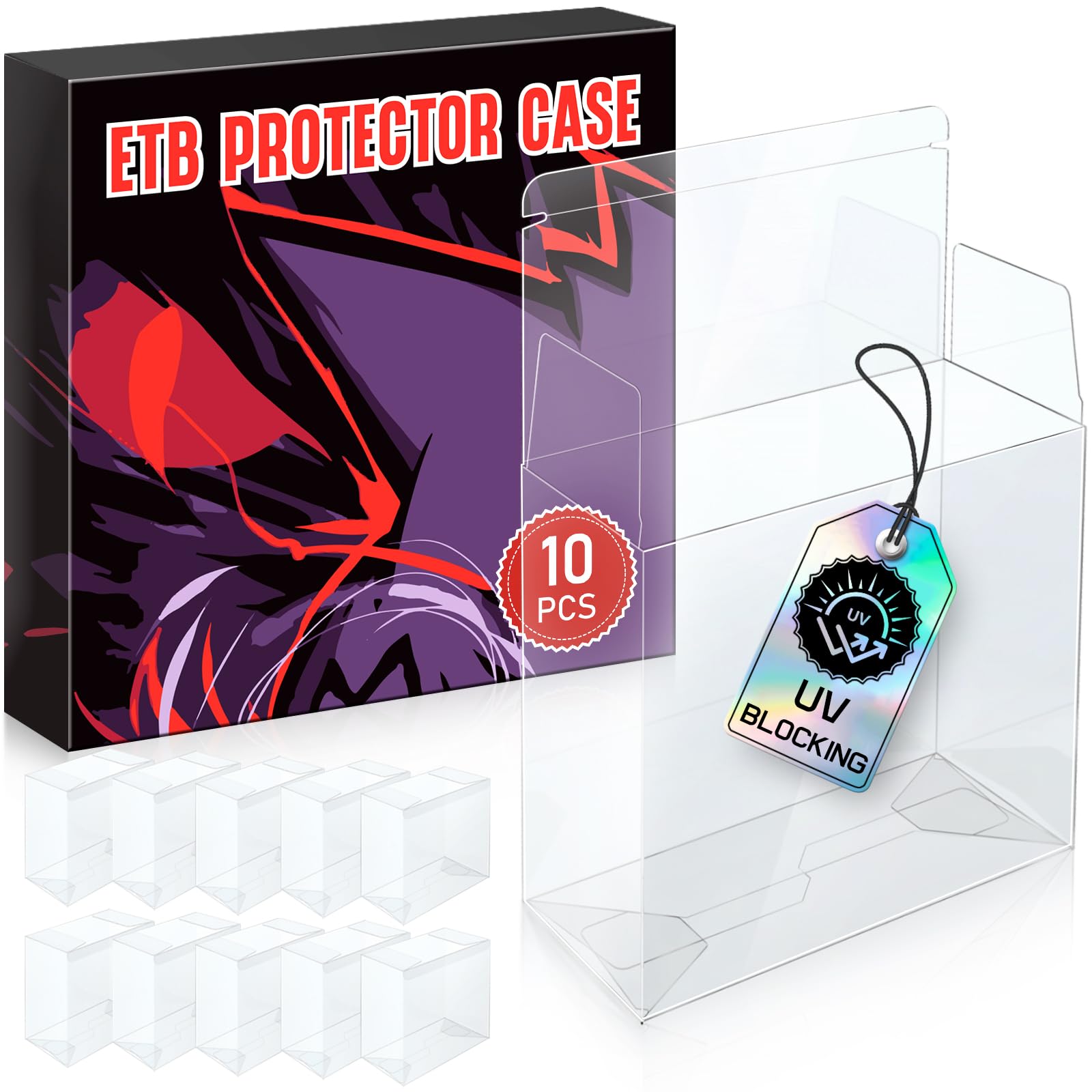 Photo 1 of ?10 Pcs UV-Blocking? PKMN ETB Protector Case, Elite Trainer Box Protector, ETB Box Plastic Display Case-Compatible with Elite Trainer Boxes, 0.5mm Thick, Scratch-Resistant Material