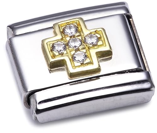 Nomination Comp. Classic Daily Life Edelstahl, 18K-Gold und Cubic Zirc. (Kreuz Weiss) 030307