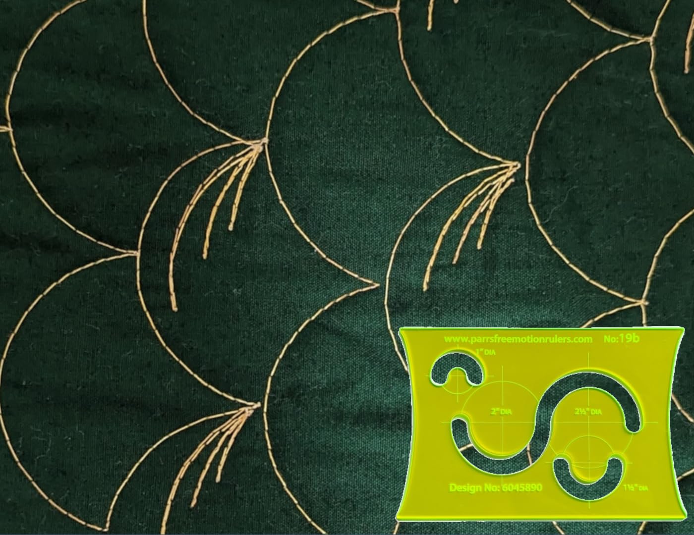 Parrs Circle, Clam Shell and Vine Free Motion Quilting Ruler for Domestic Machines