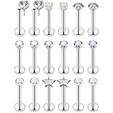 Cisyozi 20G 18G 16G Threadless Push in Nose Rings Studs With Fat Back 316L Surgical Steel Lip Labret Medusa Rings Studs Cartilage Tragus Helix Ear Earring Body Jewelry Piercing for Women Men 7mm Bars