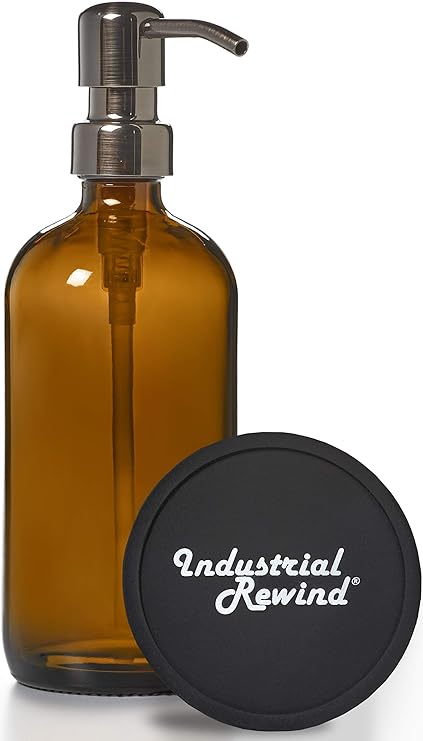 Pinta de vidrio ámbar tarros de dispensador de jabón con bomba de Metal