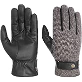 Stetson Herringbone Wool Leather Gloves Men |