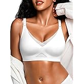 Wireless Bras for Women No Underwire, Seamless V Neck Mesh Bralette, Everyday Full Coverage Comfortable Bra