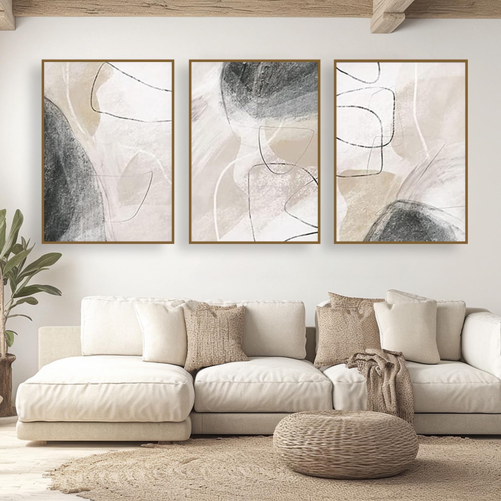 UGZDEA Abstract Canvas Posters Set of 3, Modern Geometry Shapes Canvas Pictures Living Room Bedroom Decoration Picture without Frame(B,3x60x90cm)