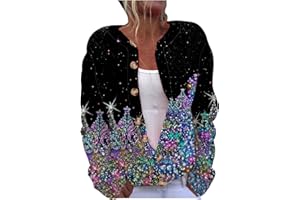 Ugly Christmas Sweater Women Plus Size Christmas Cardigan Funny Xmas Sweaters Floral Open Front Button Down Cardigans