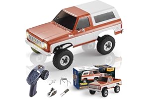 BEEZRC FMS 1/24 RC Crawler Officially Licensed Chevy K5 Blazer RC FCX24 RTR RC Pickup Truck SUV 4WD 2.4GHz 3CH Hobby RC Model 8km/h Mini Car Off-Road Remote Control Car (Orange)