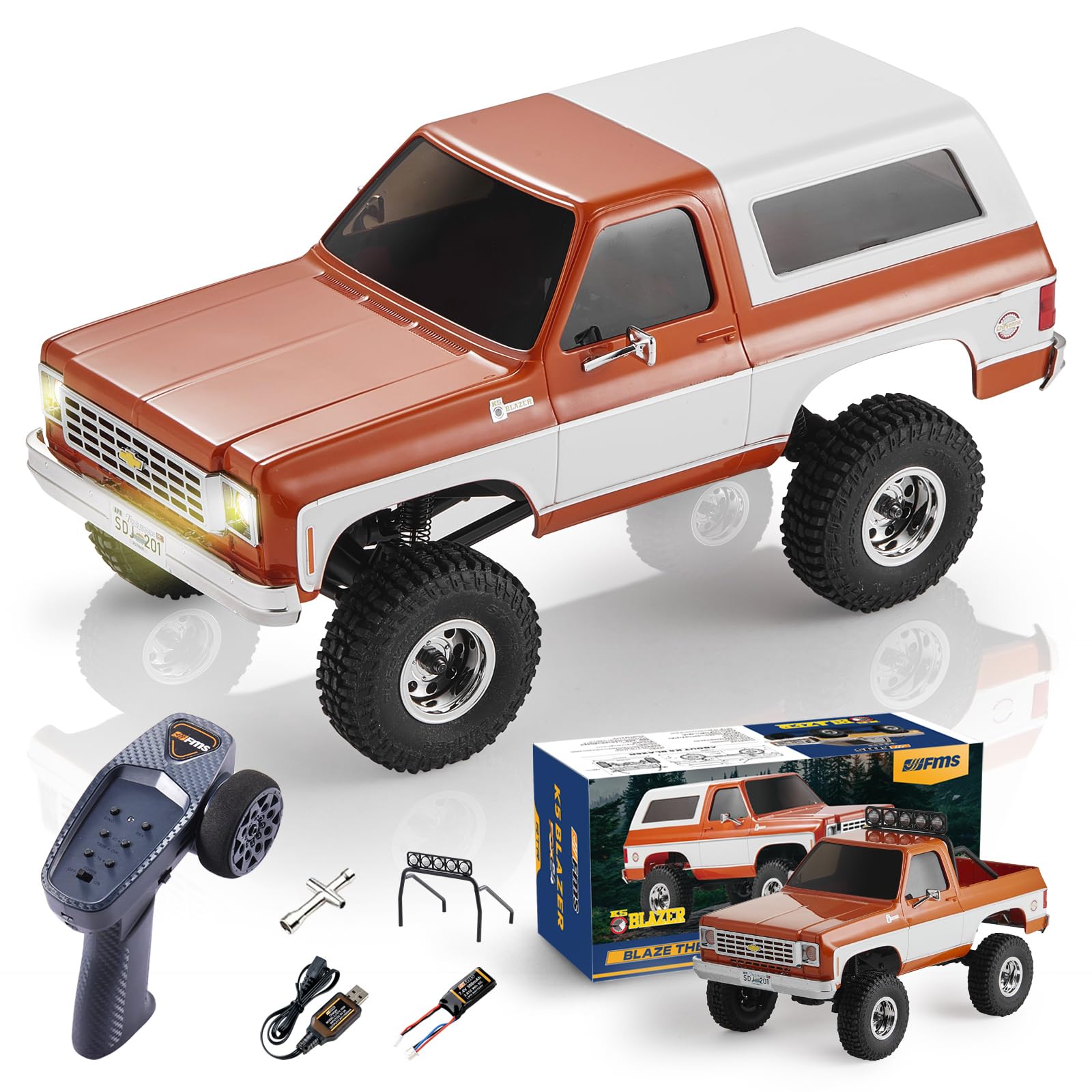 FMS 1/24TH CHEVROLET K5 BLAZER 4WD RTR - ORANGE
