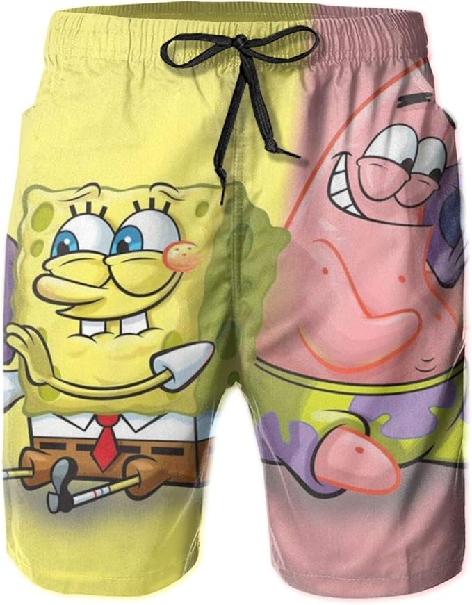 Mens Customized Workout Shorts Spongebob Squarepants 3D Print Workout