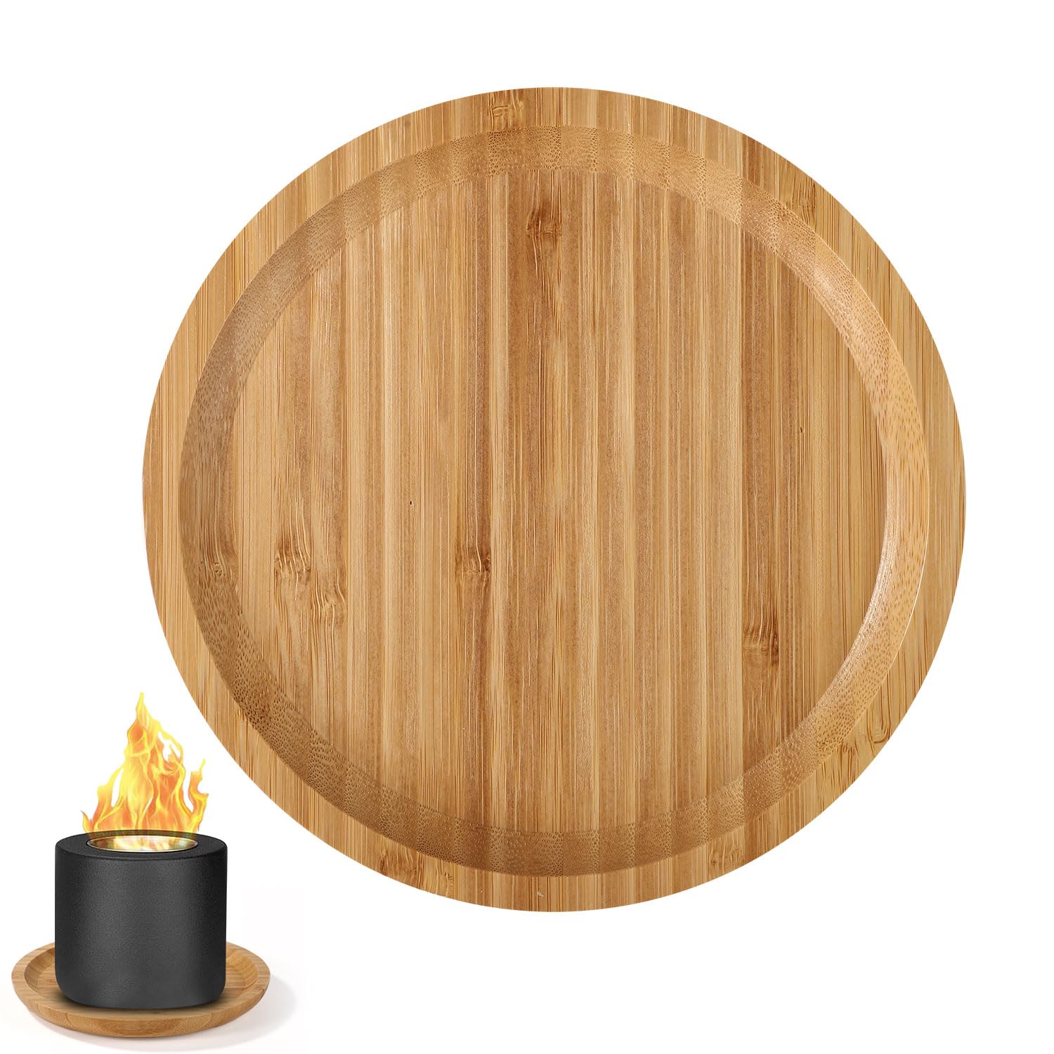 lasuroa 8in Tabletop Fire Pit Mat for Solo Stove Mesa & Mesa XL, Round Wooden Heat Resistant Mat Table Protection Grill BBQ Mat Stove Accessories