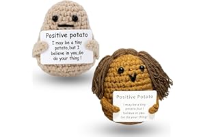 JoyChoi 2PCS Funny Gag Gifts - Mini Positive Potato Crochet with Positivity Affirmation Card for Hilarious Encouragement