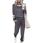 PRETTYGARDEN Women Fall 2 Piece Lounge Outfit Long Sleeve Tops High Waisted Jogger Pants Set Spring Travel Clothes Tracksuit