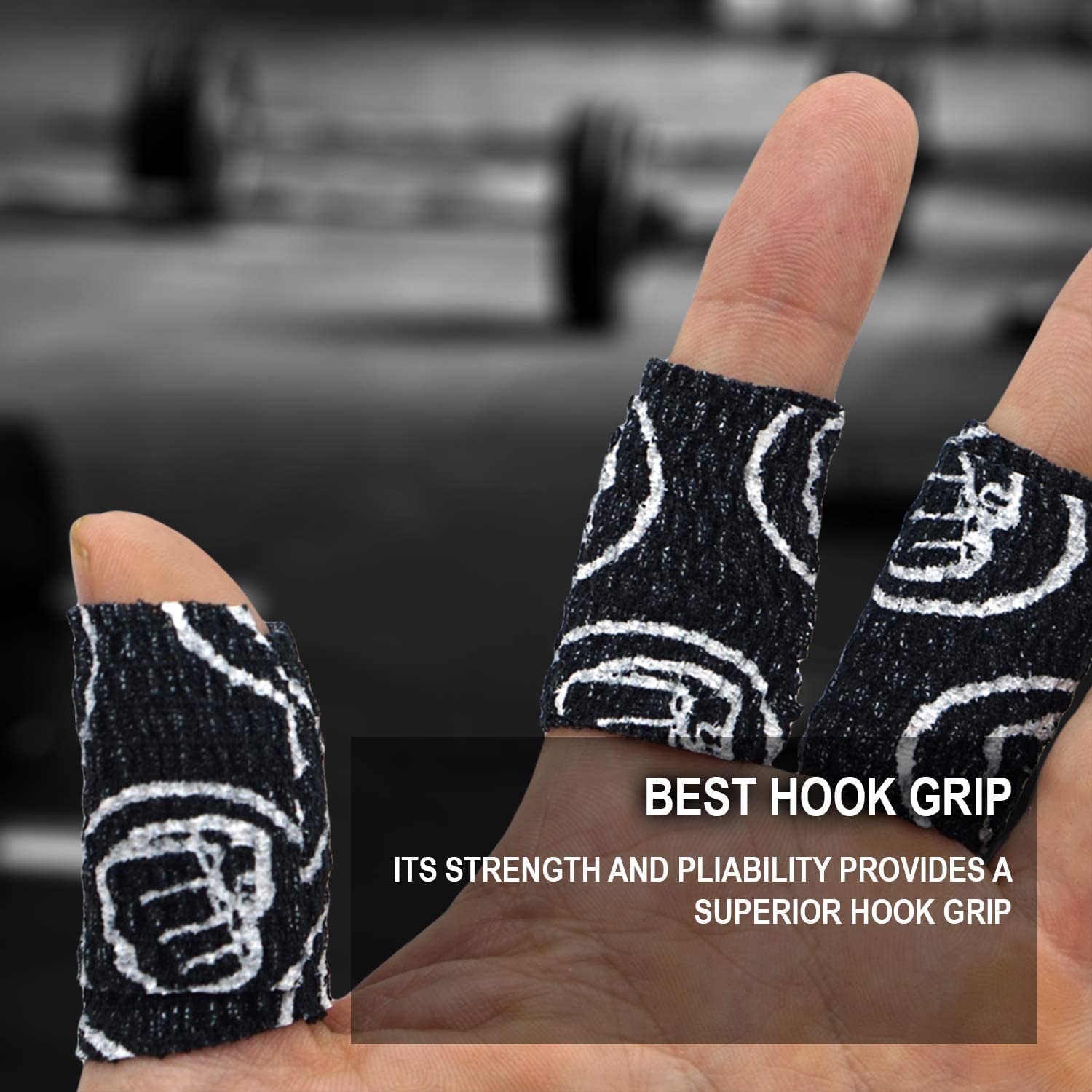 WOD Nation Weightlifting Hook Grip Tape - Bulk Packs of 3, 12, 24 Rolls (23ft/Roll) Comfortable & Stretchy Athletic Thumb Tape for Weight Lifting & Cross Training - Protect Thumb, Wrist & Finger