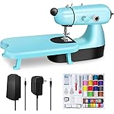 Mini Sewing Machine, Upgraded Electric Sewing Machine with Sewing Bag, Expansion Board, LED Light, Fast Stitch Suitable for C