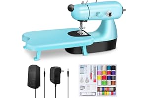 ANTIVP Mini Sewing Machine, Upgraded Electric Sewing Machine with Sewing Bag, Expansion Board, LED Light, Fast Stitch Suitable for Clothes,Jeans,Cutains,DIY Home Travel (Blue)
