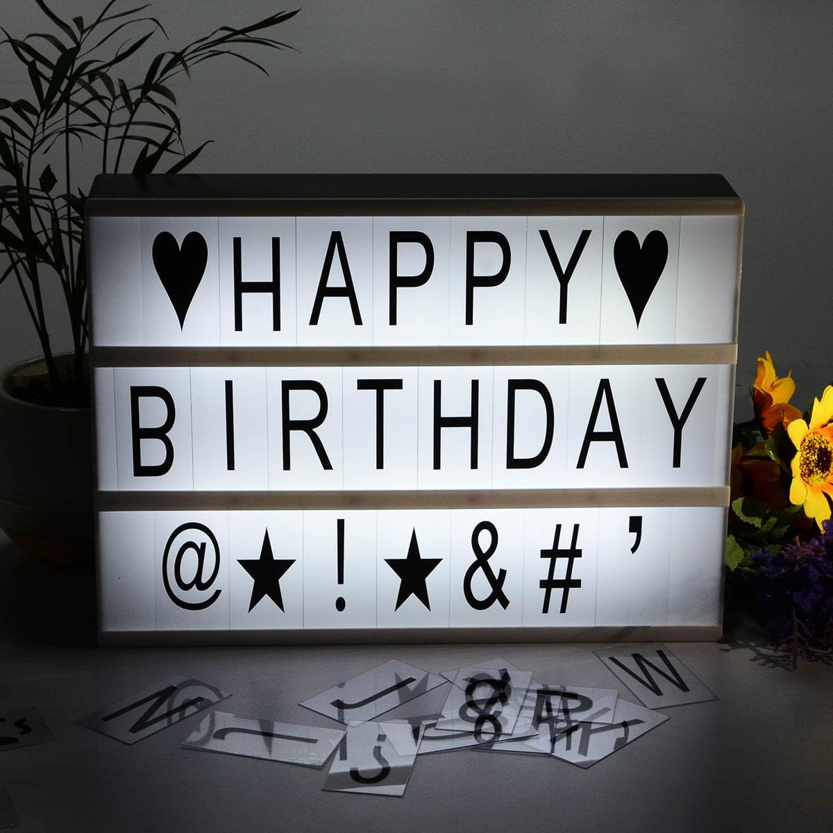 DEKOMORE LED Cinema Light Box with 85 pcs flexible Letters,A4 Cinematic Light Box (Battery Operated & DC Connection)
