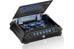 MASALUO Gun Safe, Biometric Gun Safe for Pistols Fingerprint Identification and Biometric Lock Smart Handgun Safe for Home Bedside Nightstand and Car