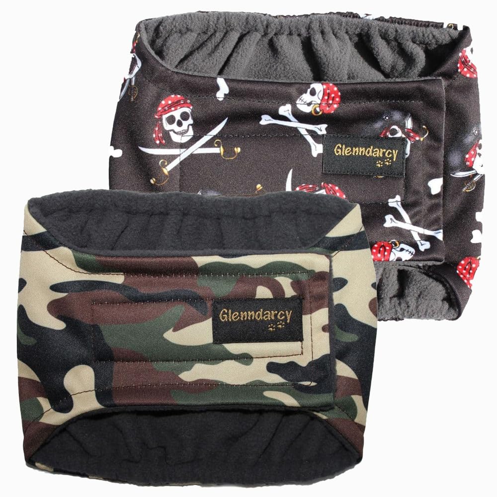 Glenndarcy Size Medium 2 PACK Male Dog Belly Band Nappies - Urine Incontinence Marking - Washable