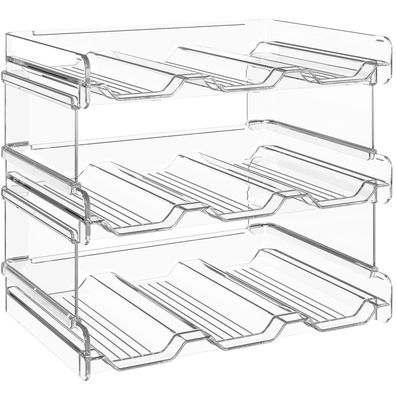 Lifewit 3 Tier Stackable Water Bottle Storage Organiser for Cupboard, Plastic Wine Racks Holds 9 Drinks Bottle up to 3.8" Diameter for Kitchen/Fridge/Cabinet, 28 x 19 x 24 cm/11 x 7.5 x 9.5 inches