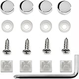 LFPartS Stainless Steel License Plate Frame Screws Fasteners + Chrome Caps