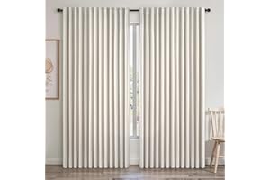 Extra Wide 100 Inch Length Blackout Curtains & Drapes 90 Inches Long 2 Panels Set for Sliding Glass Doors Modern Pleated Line