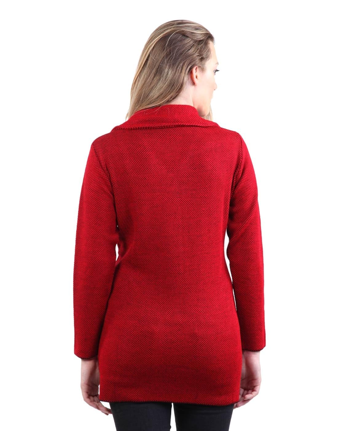 montrex acro wool winter long coat for women, girls (red)